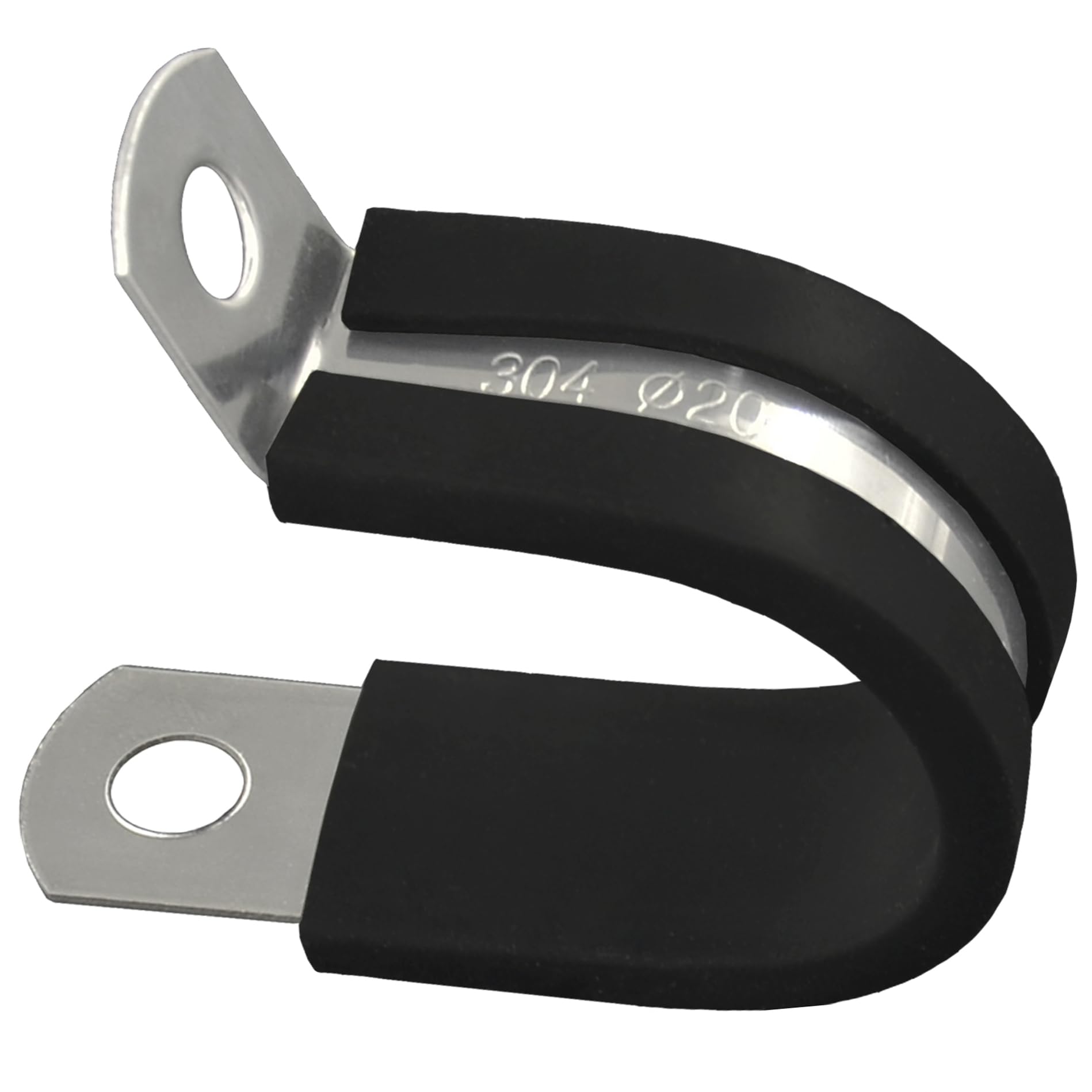 20 PCS Stainless Steel Rubber Cushioned R Shape Clamps,Cable Mounting Hose Pipe Clamps,Rubber Lined P Clips (20mm)