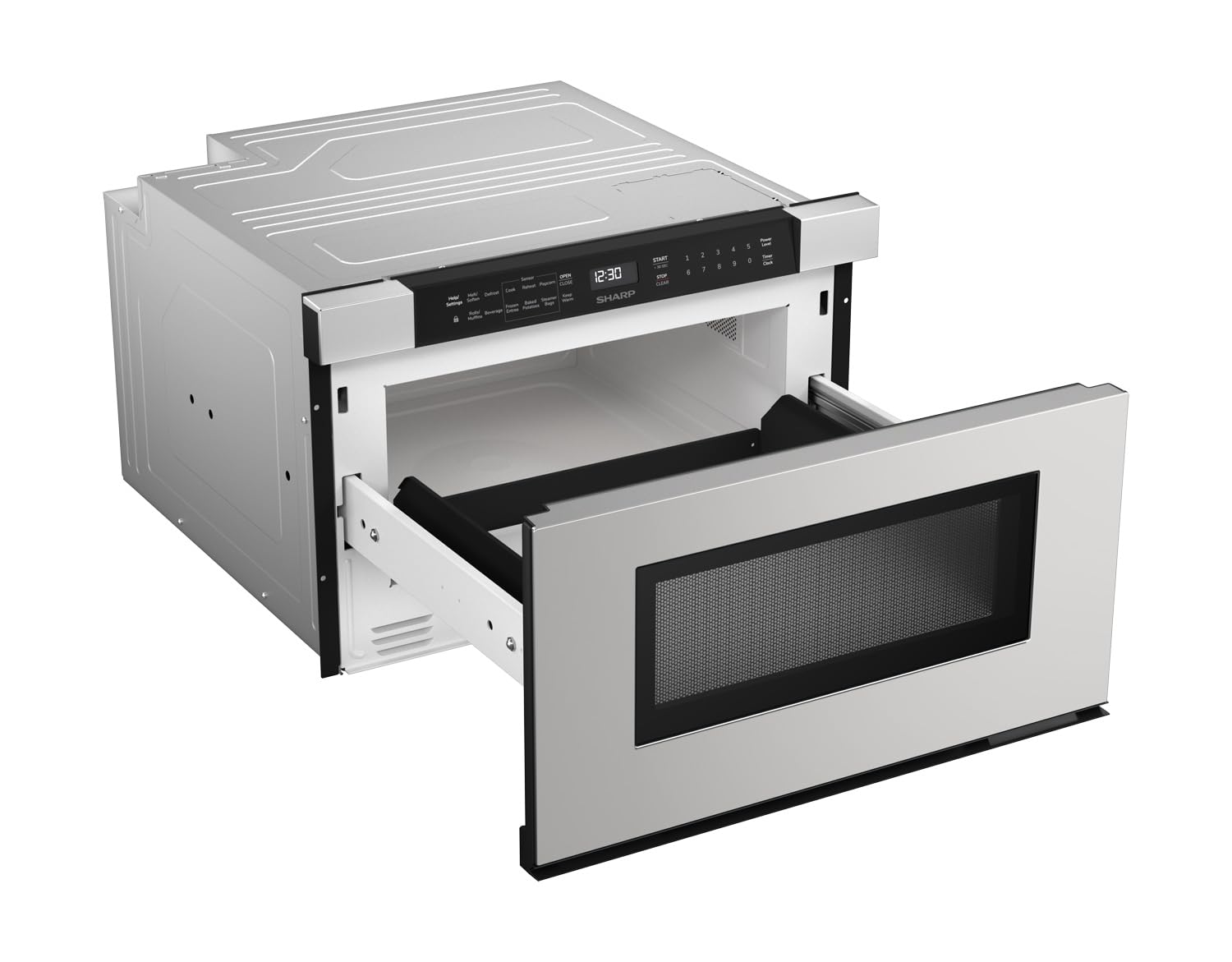 SHARP SMD2440JS Microwave Drawer Oven, 24-inch, 1.2 Cubic Feet, 950 Watt, Angled Touch Control Panel, Stainless Steel