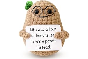 MHRYEZ Positive Life Potato Funny Crochet Gifts with Encouragement Card for Cheer Up, Birthday Gifts for Friends Women Cute Thing for Teenager
