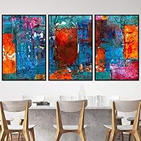 3 Piece Framed Canvas Wall Art Abstract Colorful Pictures Canvas Prints Home Artwork Decoration for Living Room,Bedroom - 16