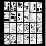 NEW DESIGNS Bullet Journal Stencils Starter Pack 24 Piece Set by Greenfield with the Latest New Patterns - Stencil Templates, Planner Supplies for Journaling