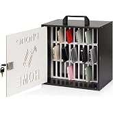 Lzttyee 33 Slots Cell Phone Holder Classroom, Wooden Phone Lock Box | Cell Phone Storage Cabinet Pocket Chart with Handle and Security Lock for Classroom Office Meeting Room