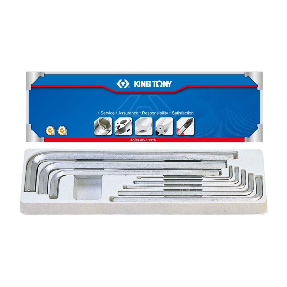KING TONY 20208SR01 Alloy Steel Hex Key Set, 1/8 inch - 9/16 inch Size, 8 Piece