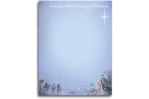 Lonfliness 100 PCS Nativity Scene Letterhead Birth of Jesus Christmas Border Computer Paper Santa Stationery paper for Note Letters to Santa Holiday Printer Paper Invitations Office School 8.5 x 11 In