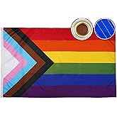 Flagolden Pride Flag 2x3 feet Outdoor, Vivid Color Progress Pride Rainbow Flag Gay Lesbian Transgender Bisexual Flags Banner for Outside Heavy Duty