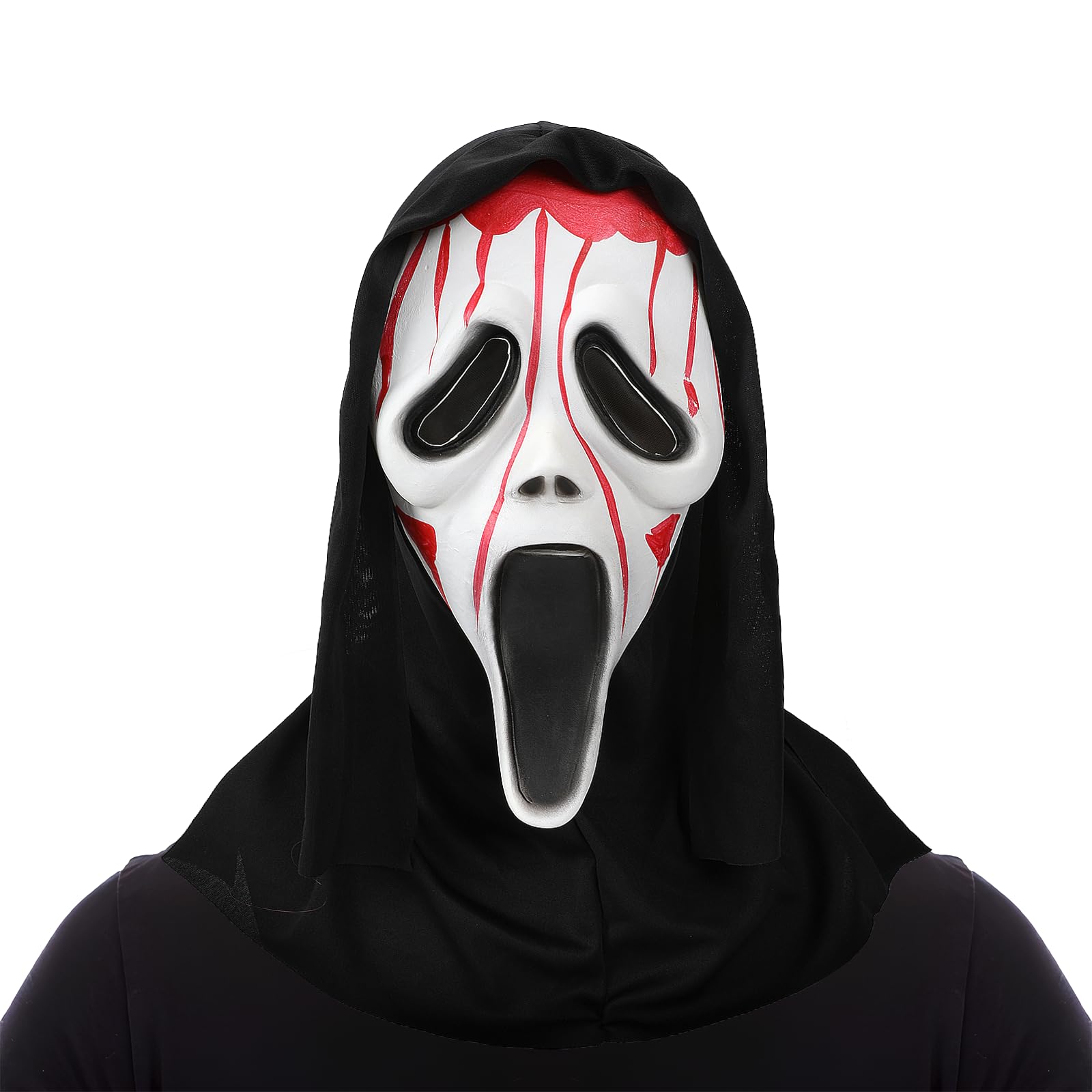 nezababy Ghostface Mask Skull Mask Ghost Face Mask Headwear Creepy Cosplay Prop for Masquerade Party Carnival Halloween Decoration