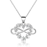 JANIEYS Infinity Heart Necklace for Women S925 Sterling Silver Cubic Zirconia Love Heart Pendant Infinity Necklace Heart Necklace Birthday Anniversary Graduate Romantic Gifts for Women Girlfriend