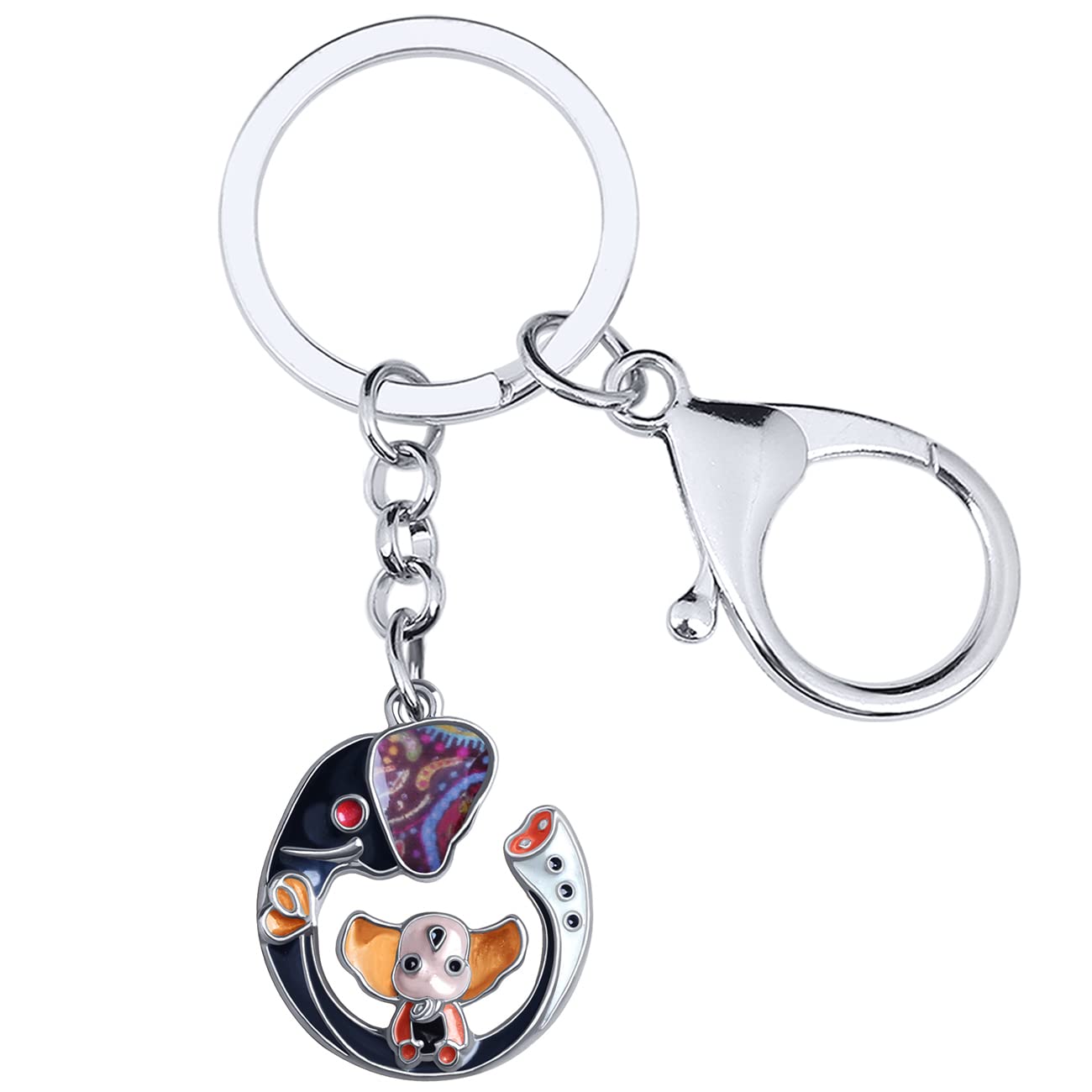 WEVENI Enamel Alloy Anime Elephant Keychains Key Ring Charm Jewelry For Women Girls Lady Bag Car Purse (Gray)