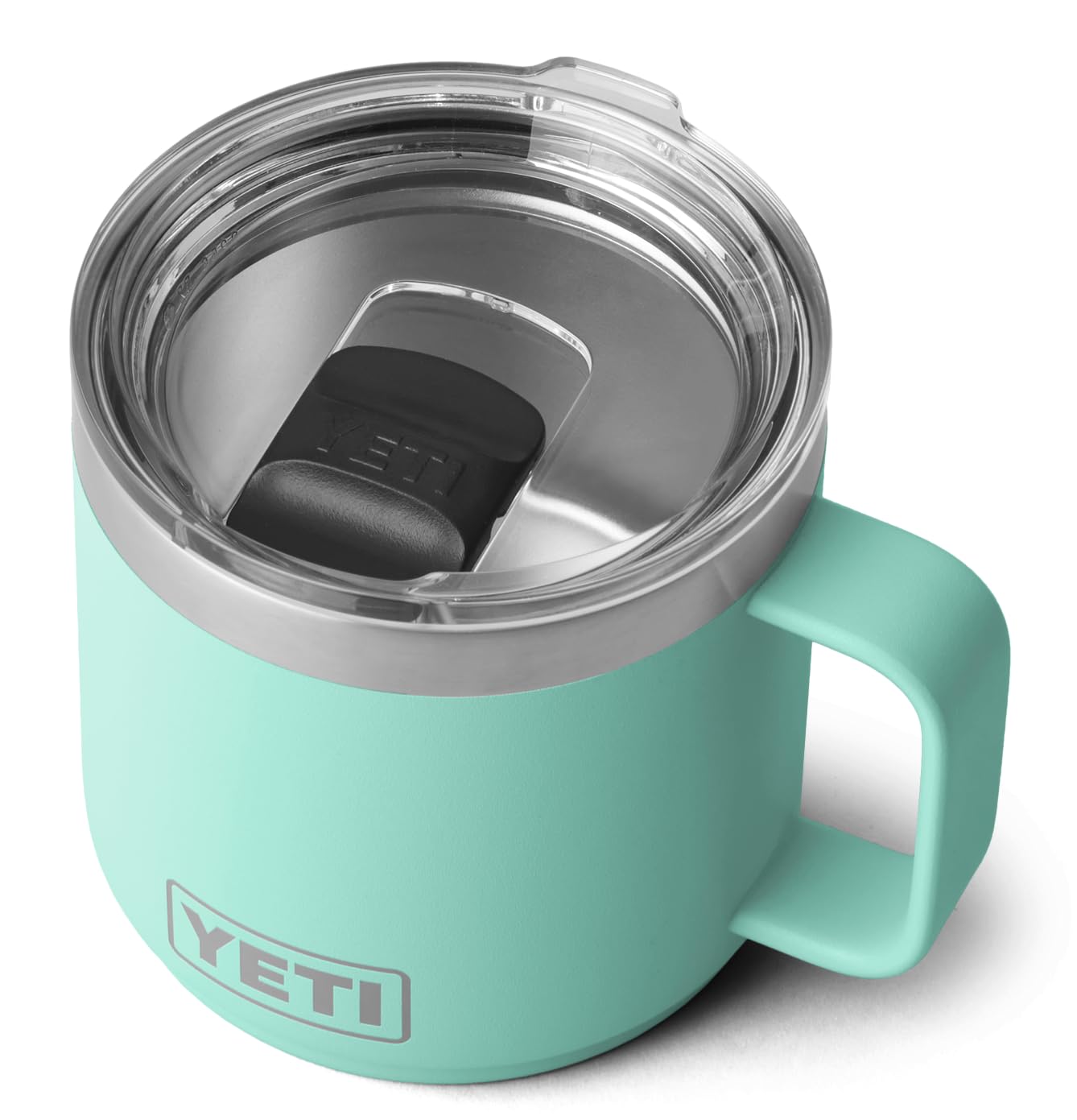YETI Rambler Mug, Vacuum Insulated Stainless Steel Stackable Mug with Magslider Lid, Seafoam, 14 oz (414 ml)