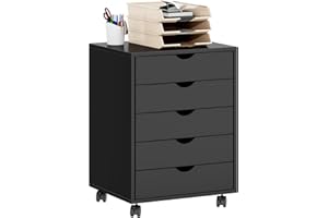 DlandHome Filing Cabinet with Wheels,5 Drawer,Mobile Filing Cabinet Under Desk Storage, Rolling Drawer Cabinet for Home Offic