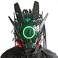 KYEDAY Punk Mask Cosplay for Men, Round Light with Braids Mask Cosplay Halloween Fit Party Music Festival Accessories