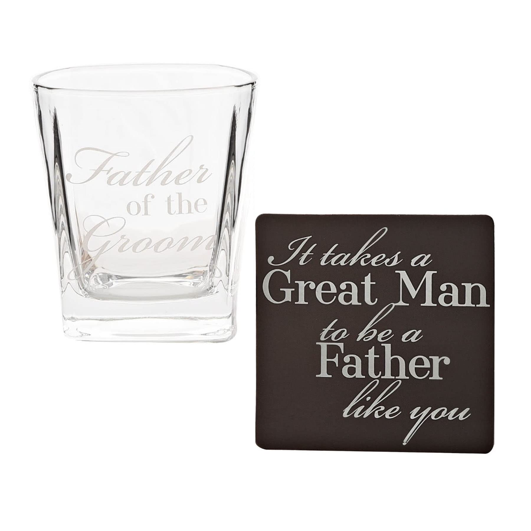 Widdle Celebrations Whisky Glass & Coaster Set - Wedding Day Boxed Thank You - Father of The Groom 7305