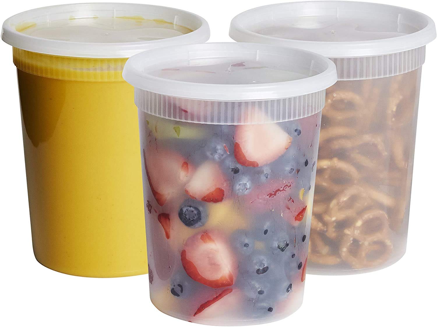 Jenpak 32 oz Tuff Plastics Soup/Deli/Food Containers w/Lids - Pack of 20