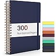 Forvencer A4 Lined Spiral Journal Notebook with 300 Numbered Pages, 11" X 8.5" College Ruled Thick Journals for Writing with 100GSM Paper, Hardcover Notebooks with Contents for Work, School, Navy