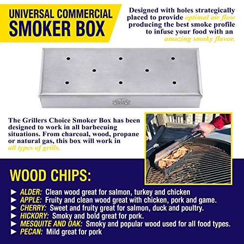 Smoker Wood Chip Box For BBQ Grill. Add Wood Chips To Tray For The Best