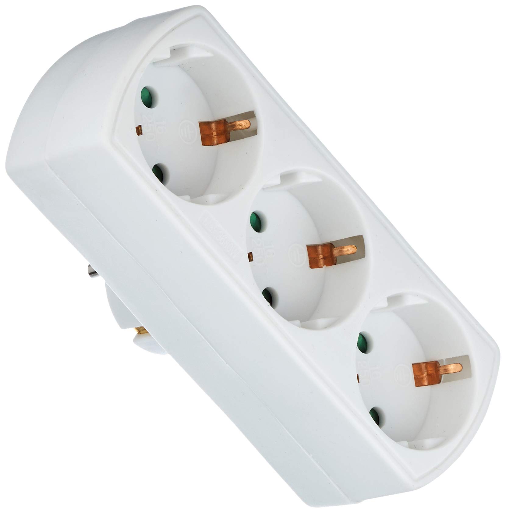 ElectroDH 36048 Adapter 3 Sockets Schuko, White