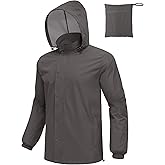COOFANDY Men's Rain Jacket Waterproof Packable Raincoat Lightweight Rain Shell Hood Travel Golf Hiking Cycling Zip Pockets