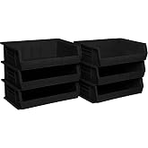 Akro-Mils - 30255 AkroBins Plastic Storage Bin Hanging Stacking Containers, (11-Inch x 16-Inch x 5-Inch), Black, (6-Pack)