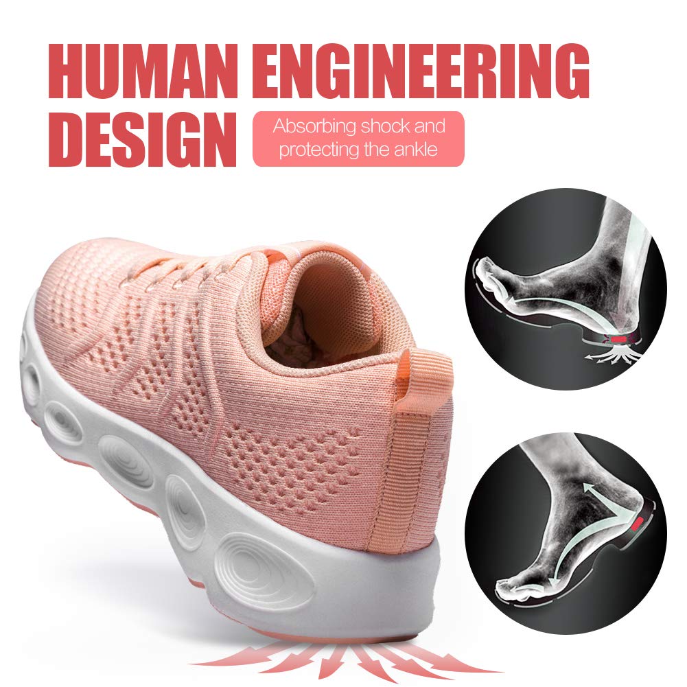 CAMEL CROWN Women Running Shoes Trail Fashion Sneakers Flyknit Comfy Walking Shoe Mesh Lightweight Athletic Gym Casual Sneaker for Girl(Pink,8.5 M US)