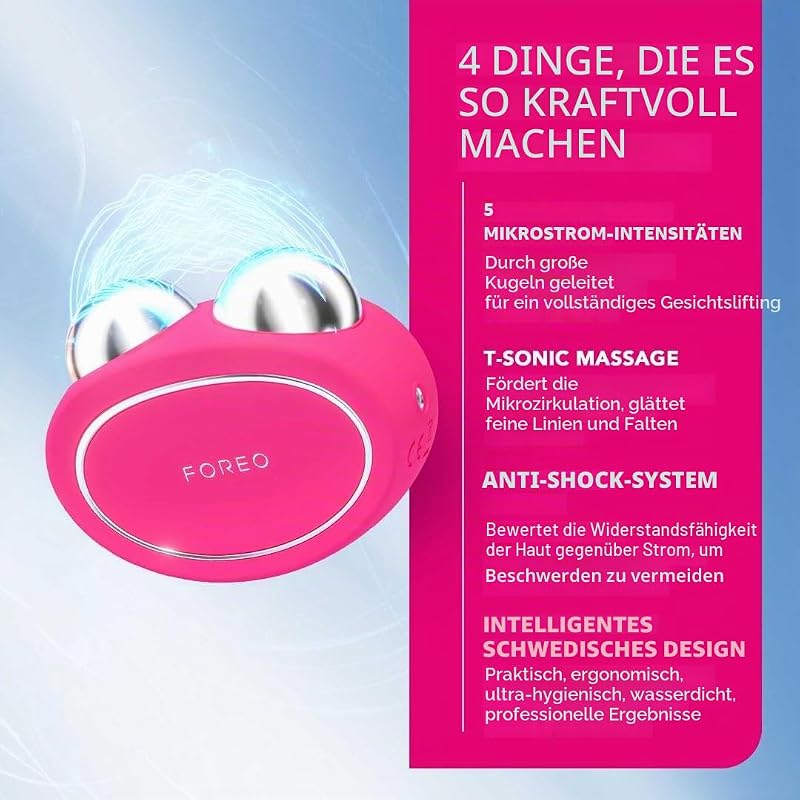 BEAR Smartes Mikrostrom-Facelifting-Gerät - Gesichtsmassagegerät - Gesicht & Jawline Trainer - Gesichtsmassage - Gesichtsroller - Sicher Facelifting - Anti-Aging - Fuchsia, 1 Stück (1er Pack)