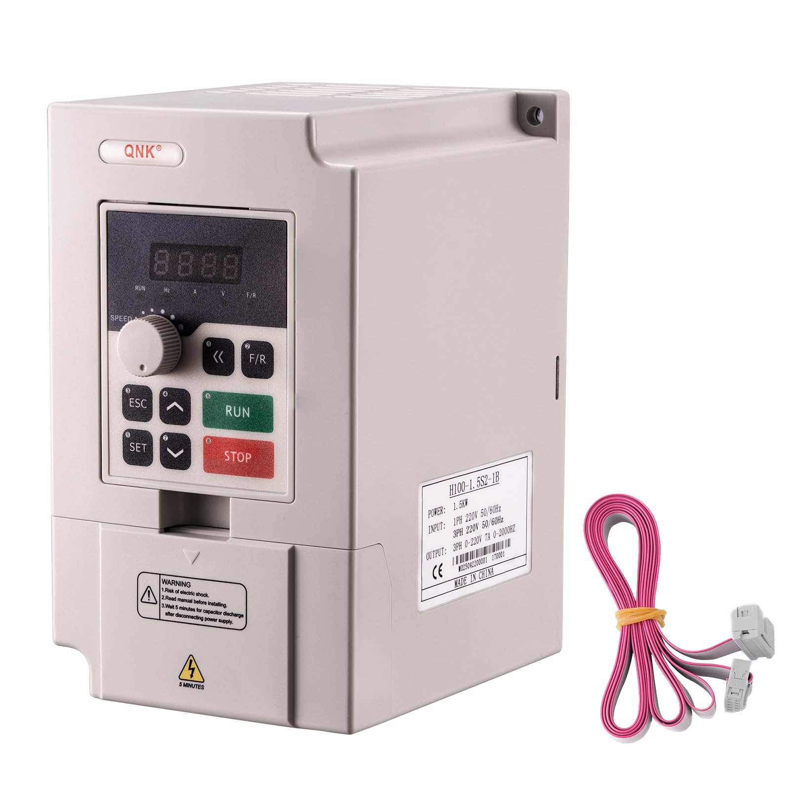 Photo 1 of QNK 1.5KW 2HP AC 220V 7A VFD Converter Single to 3 Phase Inverter Variable Frequency Drive CNC Spindle Motor Speed Controller White