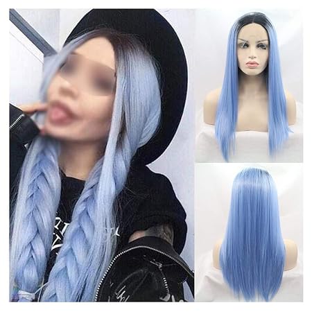 Llkozz Pelucas Peluca De Color Azul Claro Cabello Largo Y