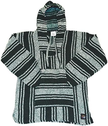 Fiesta Ziesta Poncho - Hand-woven, Authentic and Eco Friendly Mexican Baja Hoodie with Pocket, Acapulco - XS
