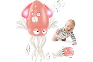 AOTIBO Baby Dancing Octopus Toy for 1 2 3 4 5 Year Old Boy Girl, Baby Tummy Time Electric Crawling Octopus Toys 12-18 Months, Dancing Squid Toy for Walking Toddlers, Kids 1st Birthday Gifts, Pink