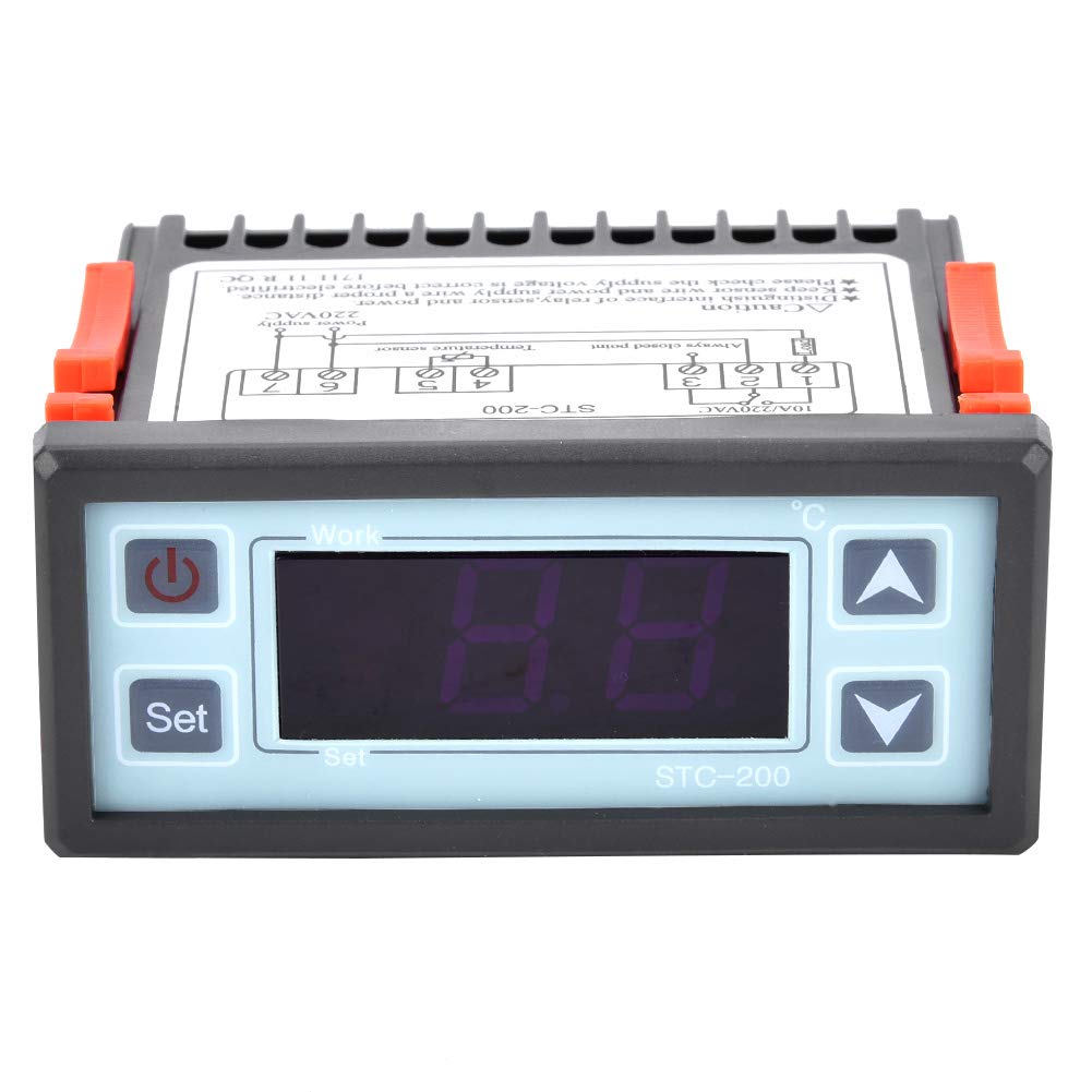 STC-200 Temperature Controllers -40°C-70°C Digital Microcomputer Thermostat Refrigeration Heating Alarming Sensors for Seafood Machine Water Heater
