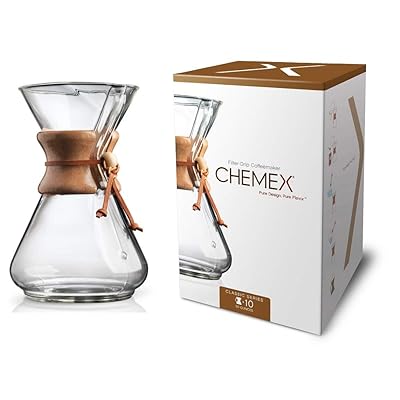 Chemex Classic Series, Pour-Over Glass Coffeemaker, 10 Cup - Exclusive Packaging
