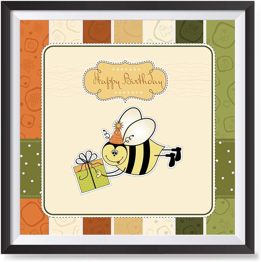 Amazon Com Ezposterprints Happy Birthday Posters Cute Animals Poster Designs For Baby Kids Birthday Parties Wall Art Print For Home Decor Bee 32x32 Inches Posters Prints