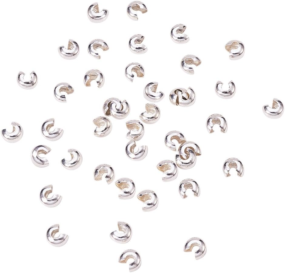 PandaHall 100pcs Silver Crimp Beads 4mm Sapcer Beads Brass End Bead Covers Stopper Bead for Necklace Bracelet Jewellery Making DIY Crafts - Image 5