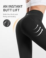 Cambivo Yoga Pants for Women High Waisted Leggings with Pockets Black view 5