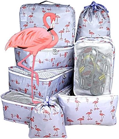 Packing Cubes 8pcs my FL Backpack Organizers Set with Shoes Bag Travel Luggage