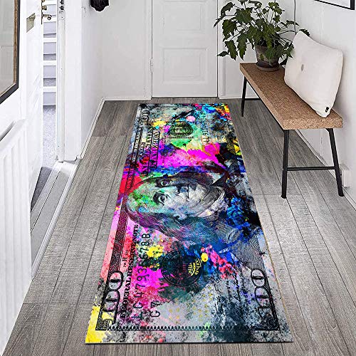 Money Rugs 100 Dollar Bill Runner Area Rug Laundry Room Rug NonSlip Rubber Indoor Outdoor Rugs