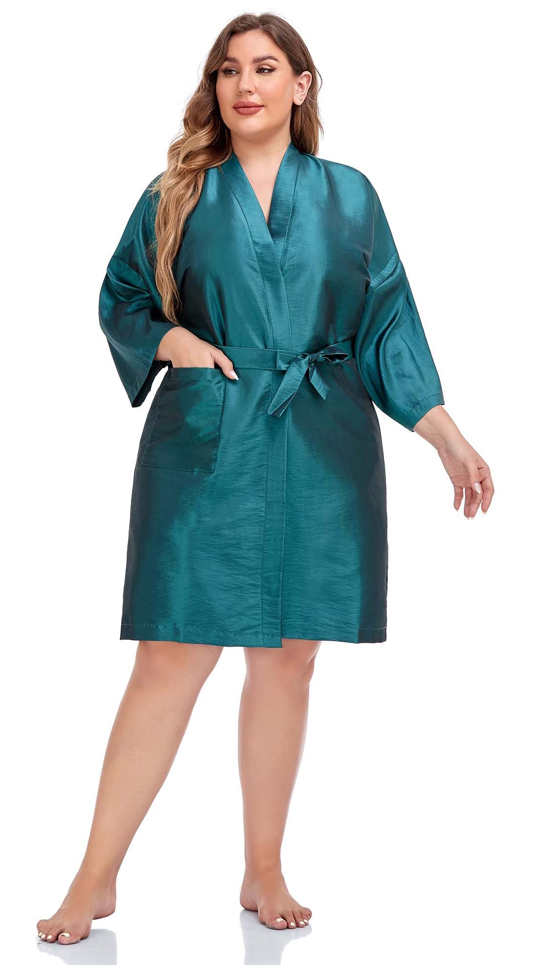 PERFEHAIR Hairdressing Salon Client Gown Kimono Style- 43" Long (Blue)