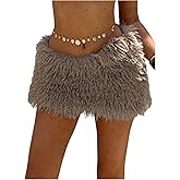 Floerns Women's Y2k Low Rise Mini Skirt Fall Outfit Club Going Out Fuzzy Fur Skirt