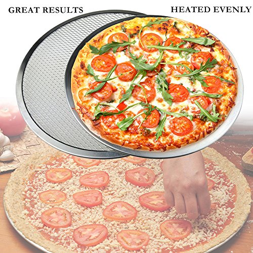 9" Pizza Screen Aluminum Pizza Pan Round Chef's Baking Screen Seamless-Rim Commercial Grade,Microwave Crispers 1 Piece Pack - Thumbnail 2