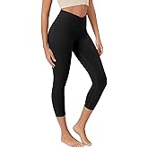 ODODOS Women's Crossover Leggings with Back Pocket, 23" / 25" / 28" Buttery Soft V High Wasit Lounge Yoga Pants