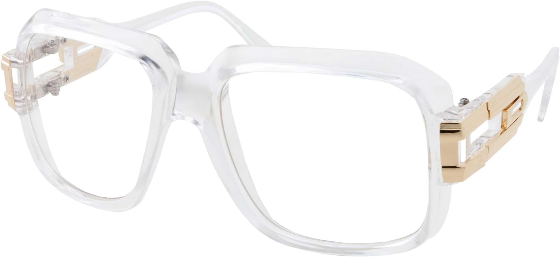 Large Oversized Hip Hop Gold Clear Lens Glasses - Men Women Costume or Fashion