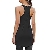 Bestisun Women Workout Athletic Yoga Shirts Loose Fit Racerback Long Tank Tops