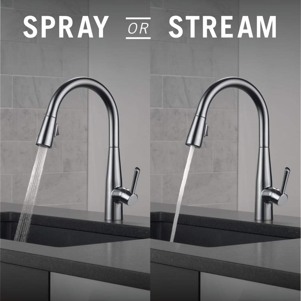 Delta Faucet Essa Pull Down Kitchen Faucet with Pull Down Sprayer, Kitchen Sink Faucet, Faucets for Kitchen Sinks, Single-Handle, Magnetic Docking Spray Head, Arctic Stainless 9113-AR-DST - - 