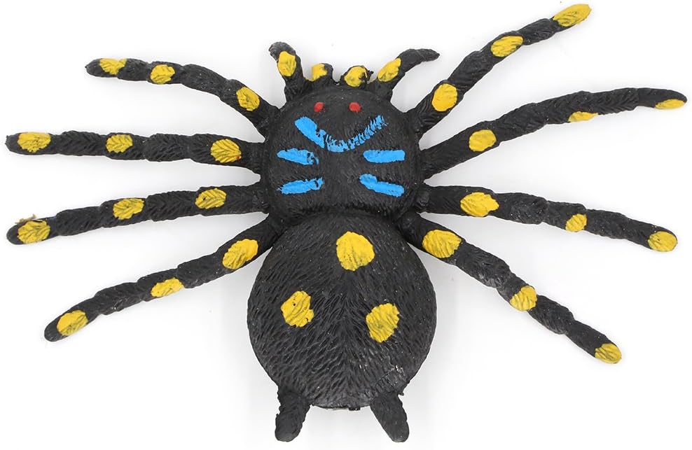 ValeforToy Halloween Decoration,4-inch Black Spider Toy(Acanthoscurria Geniculata),Food Grade Material TPR Super Stretchy,Zoo World Gag Gift Practical Jokes Props Realistic Rubber Spider