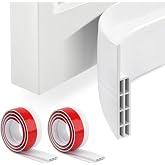 Door Draft Stopper 2 Pack, Under Door Sweep Weather Stripping Seal | 2"W x 39"L, Self-Adhesive Tape, Blocks Drafts &amp; Noise, White Finish, Indoor Use