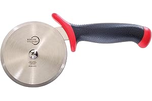 Mercer Culinary Millennia Pizza Cutter with Red Handle, 4 Inch Wheel, Stainless Steel