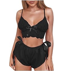 Women's Nightgown Two Piece Lace Satin Spaghetti