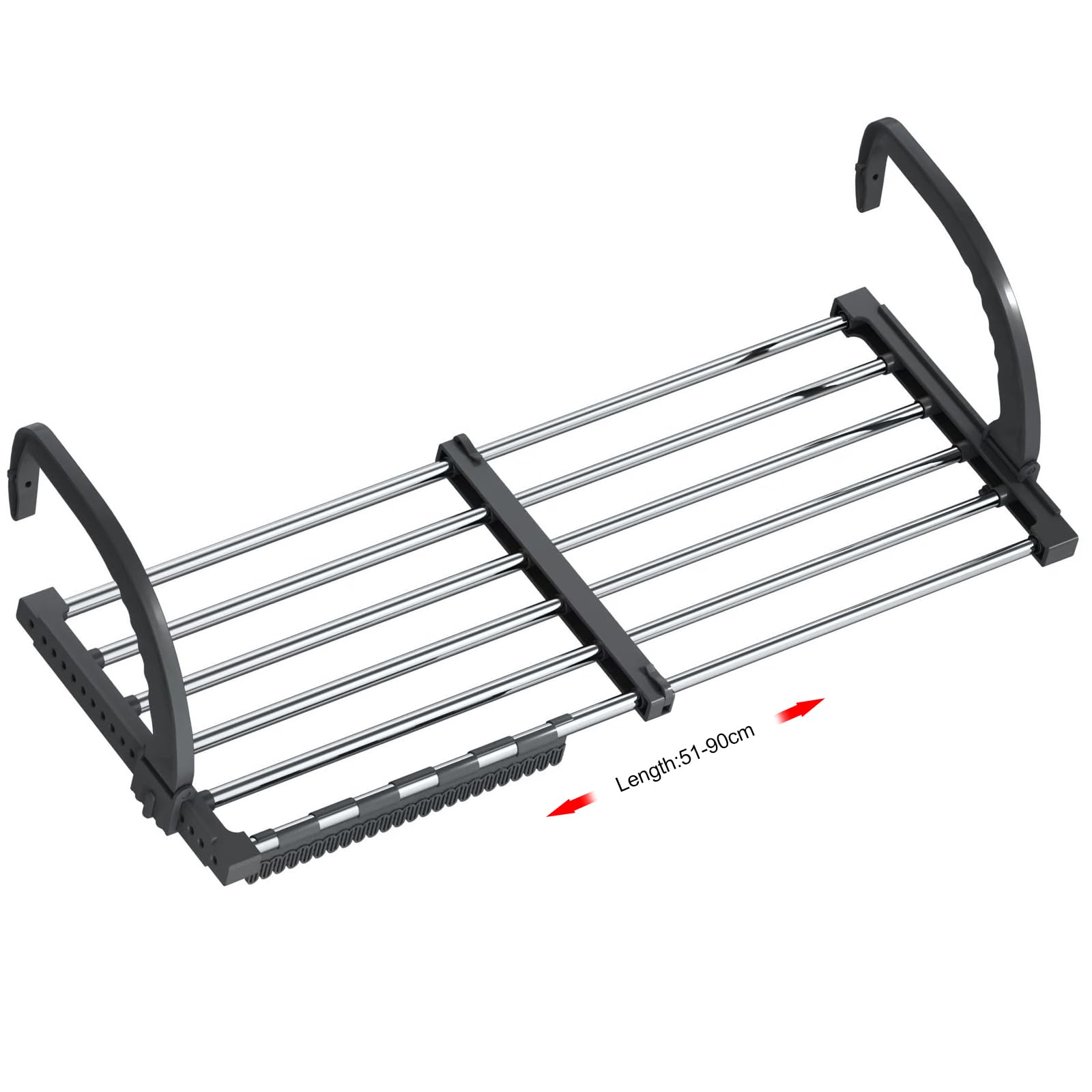 ANEWSIR Radiator Clothes Airer Clothes Drying Rack, Stainless Steel Extendable Foldable Airer Indoor (51-95 cm), Wind-proof Socks Hanger Rack Included.