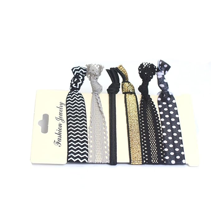 Amazon Com Knotted Elastic Hair Ties For Lady 5pcs Pack Dark