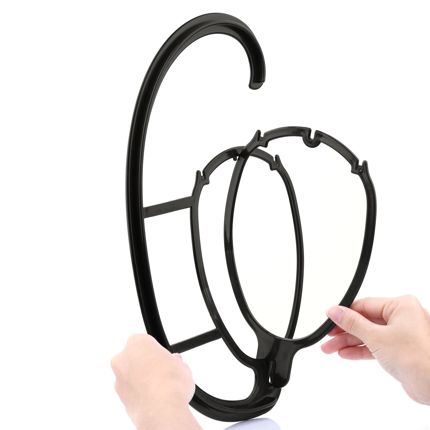 eNilecor 2 Pack Wig Hanger,Portable DIY Hair Hanger Collapsible Wig Hat Cap Holder Stand Display Tool Wig Dryer for All Wig (Black)