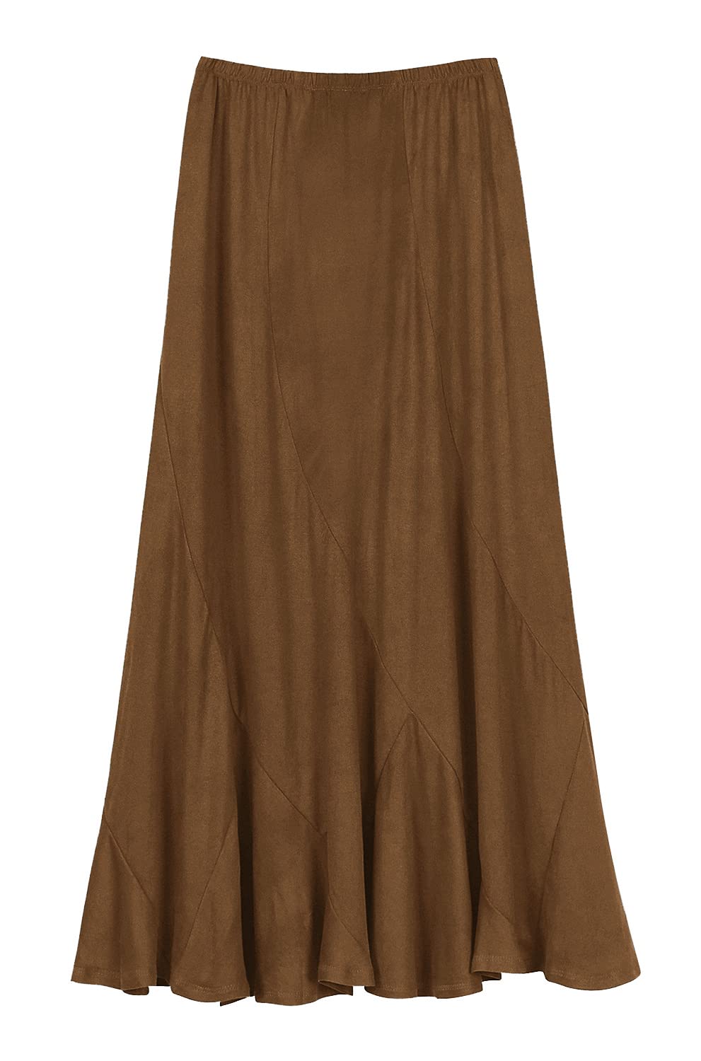 Photo 1 of Urban CoCo Women's Faux Suede Elastic Waist Midi Long Skirt A Line Women Flowy Fall Winter Skirts Brown xl 